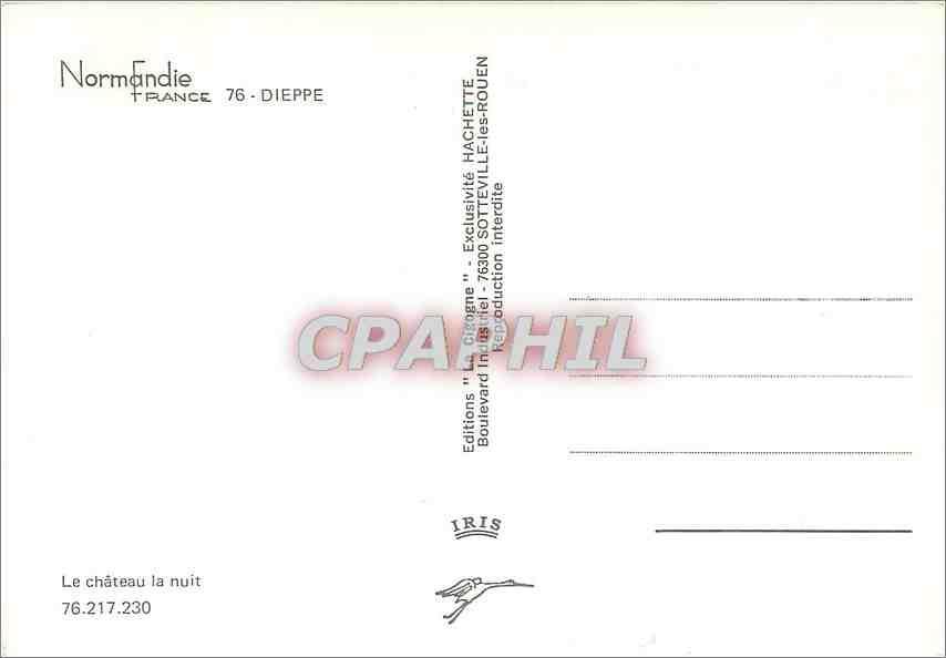 CPM Dieppe Le chateau la nuit  — Rückseite