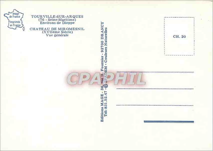 CPM Tourville sur Arques Seine Maritime Environs de Dieppe  — Verso