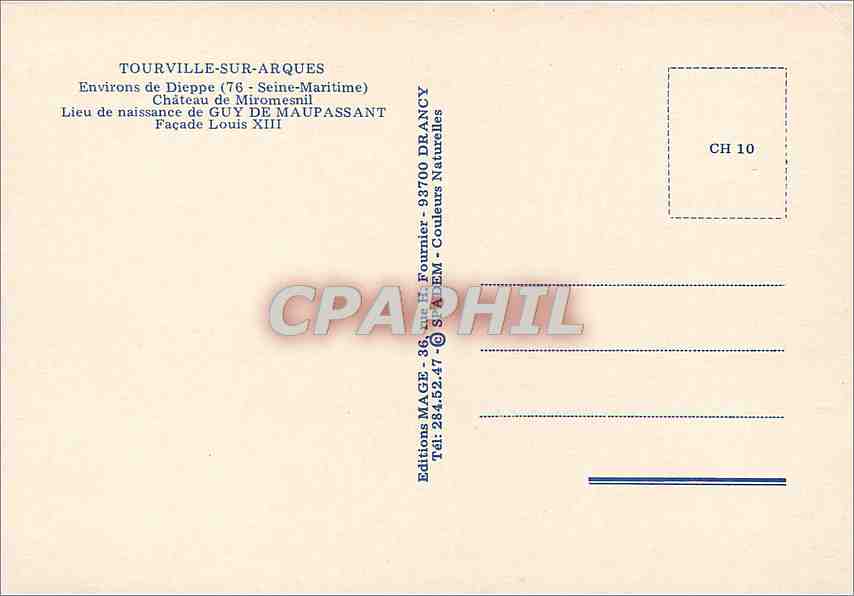 CPM Tourville sur Arques Environs de Dieppe Seine Maritime  — Rückseite