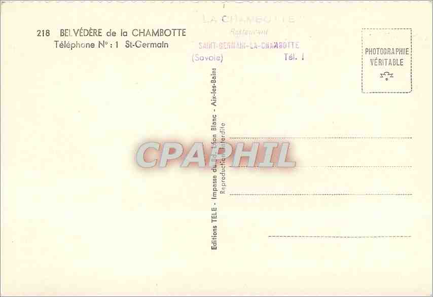 Ausblick von La Chambotte — Saint-Germain-la-Chambotte (Savoie) — Éditions TELÉ — Rückseite