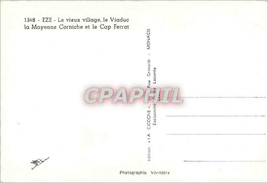 CPM Eze Le vieux village le Viaduc la Mayenne Corniche et le Cap Ferrat  — Rückseite