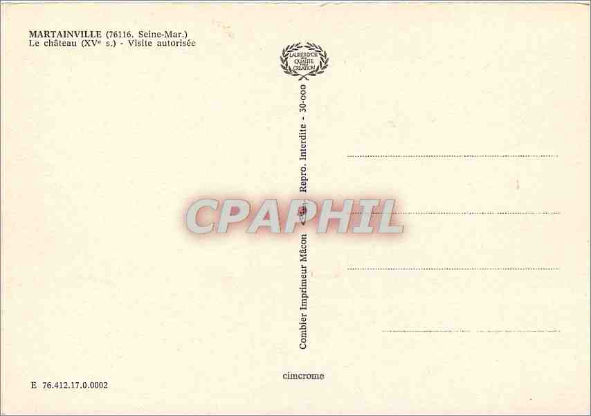 CPM Martainville Seine Mar Le chateau Visite autorisee  — Verso