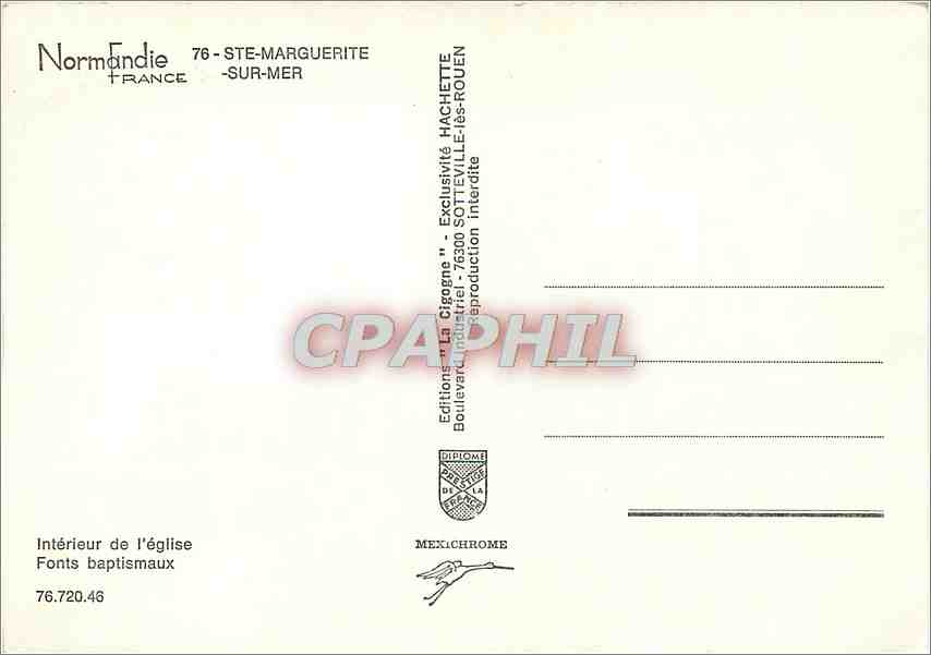 CPM Ste Marguerite sur Mer Interieur de l'eglise Fonts baptimaux  — Rückseite