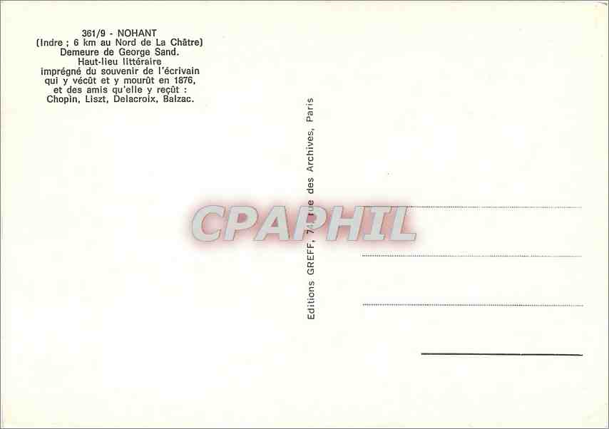 CPM Nohant Demeure de George Sand Haut lieu litteraire  — Back