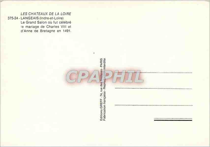 CPM Langeais Indre et Loire Le Grand Salon ou fut celebre  — Verso