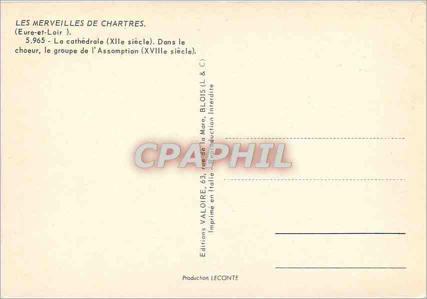 CPM Les Merveilles de Chartres Eure et Loir La Cathedrale Dans le choeur  — Rückseite