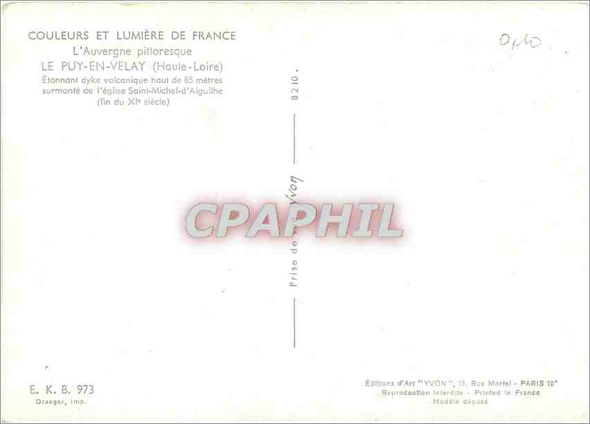 CPM Le Puy en Velay Haute Loire Eglise Saint Michel d'Aiguilhe  — Rückseite