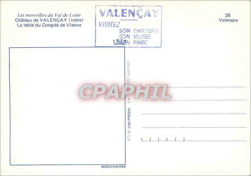 CPM Chateau de Valencay Indre La table du Congres de Vienne  — Rückseite