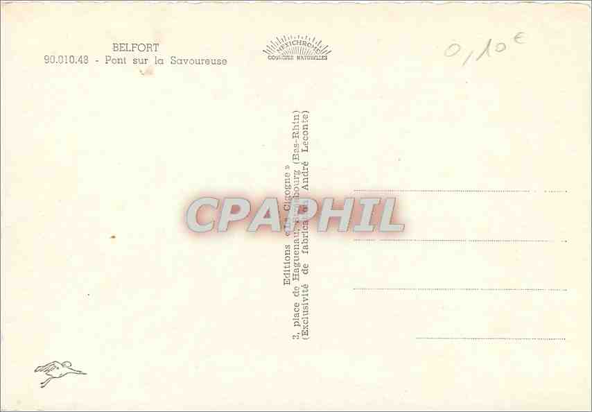 CPM Belfort Pont sur la Savoureuse  — Verso