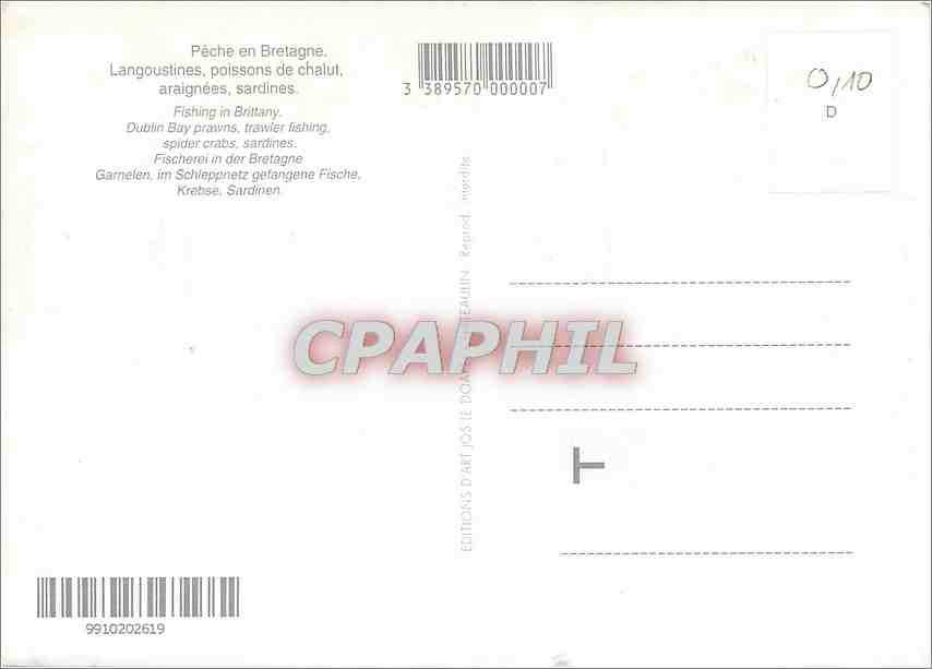 CPM Peche en Bretagne Langoustines poissons de chalut araignees sardines  — Rückseite