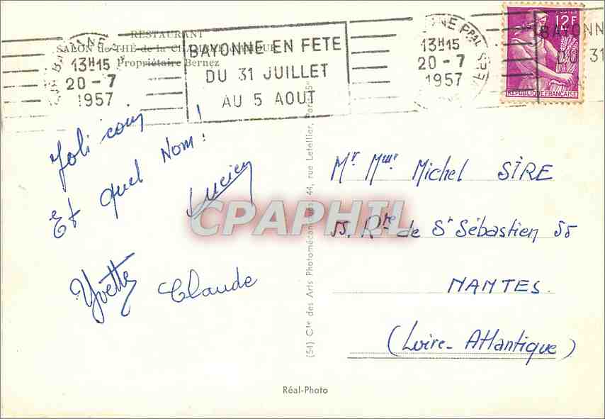 CPM Chambre d'Amour Plage Anglet Biarritz  — Verso