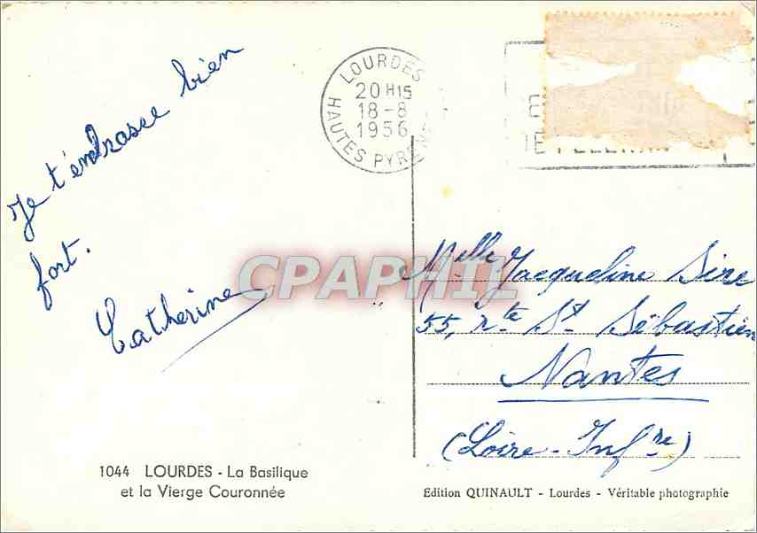 CPM Lourdes La Basilique et la Vierge Couronnee  — Verso