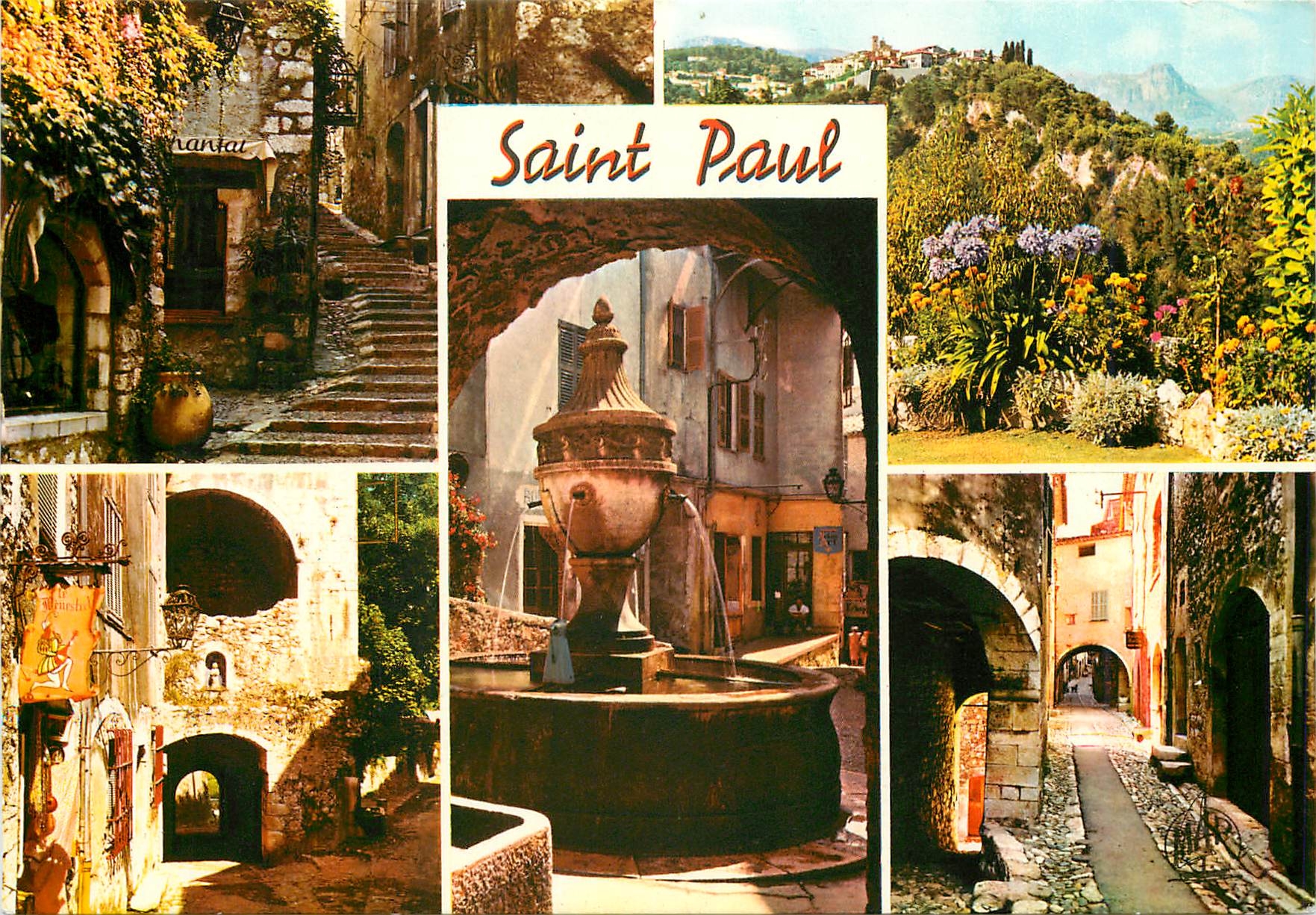 CPM La Cote d'Azur St Paul de Vence Montee de l'Eglise Vue generale Le Portail 