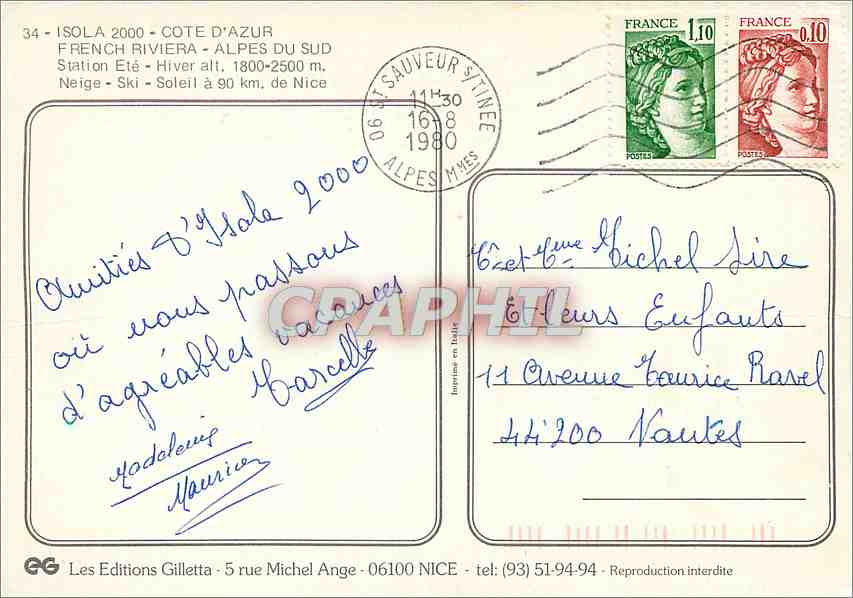 Isola 2000 - Côte d'Azur — Station d'été et d'hiver — Les Editions Gilletta — Rückseite