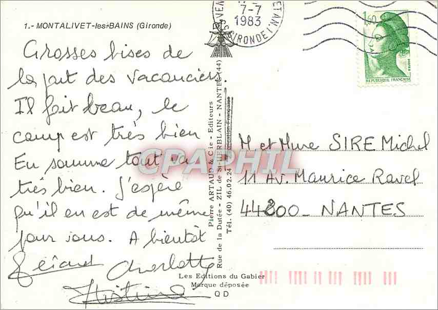 CPM Montalivet les Bains Gironde  — Verso