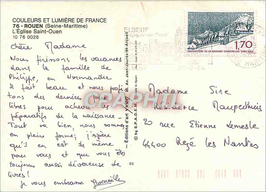 CPM Rouen Seine Maritime L'Eglise Saint Ouen  — Verso