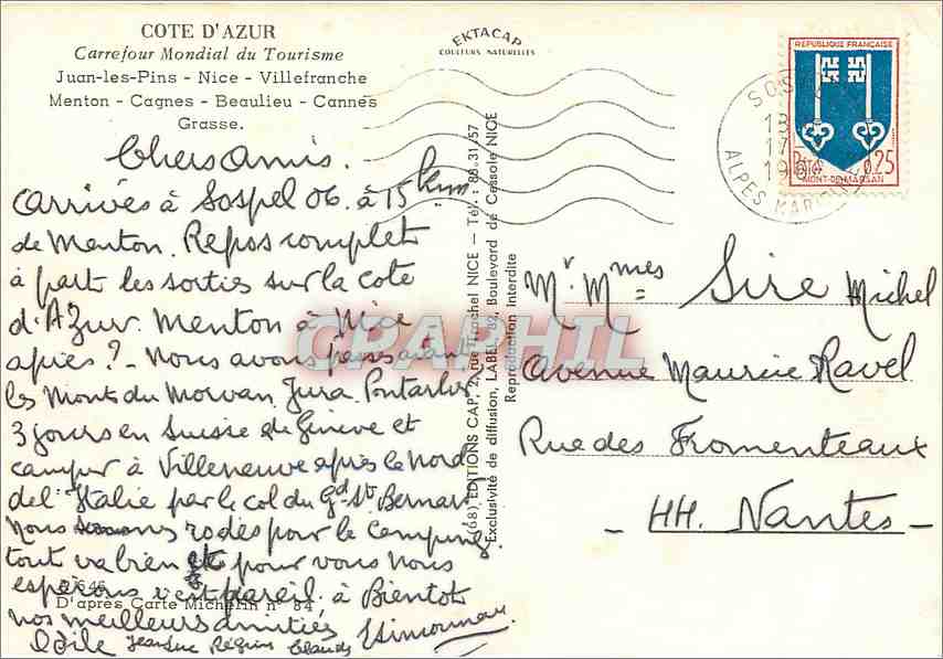 CPM Cote d'Azur Carrefour Mondial du Tourisme Juan les Pins Nice Villefranche  — Verso