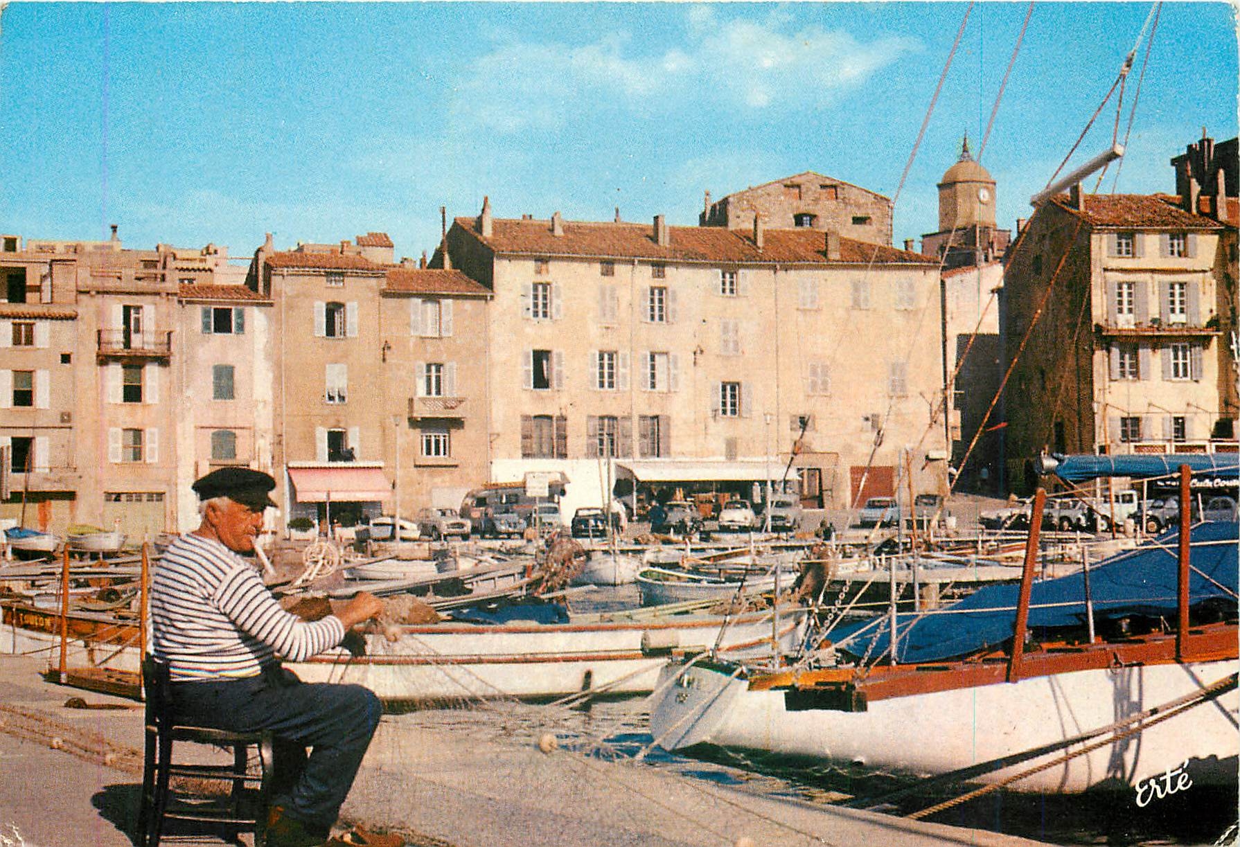 Saint-Tropez — Pêcheur réparant un filet — Érte
