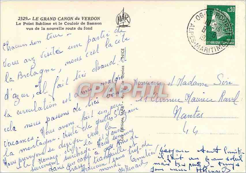 CPM Le Grand Canon du Verdon Le Point Sublime et le Couloir de Samson vus de la nouvele route du fon — Rückseite