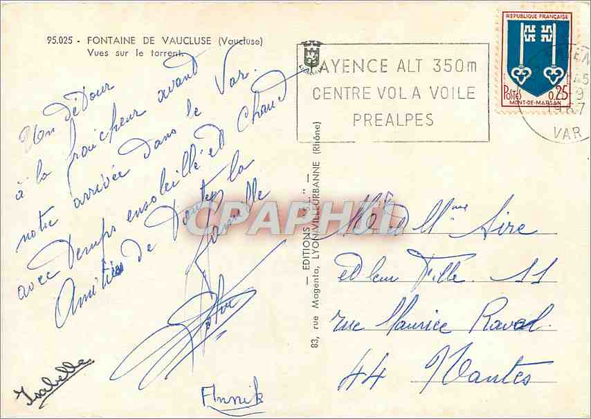 CPM Fontaine de Vaucluse Vues sur le torrent  — Rückseite