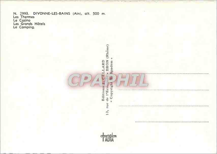 CPM Divonne les Bains Ain Les Thermes Le Casino Les Grands Hotels  — Back