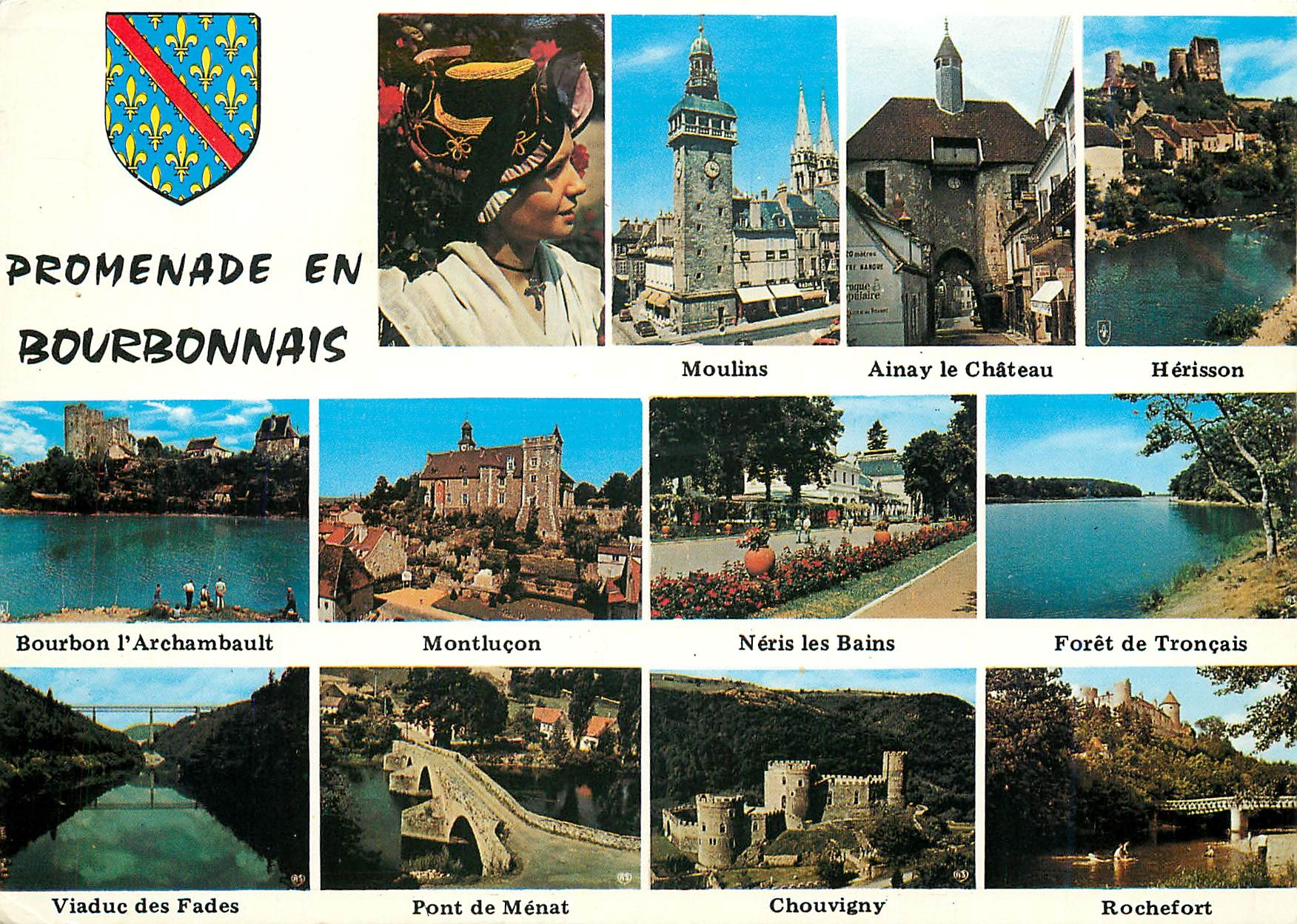 CPM Promenade en Bourbonnais Moulins Ainay le Chateau Herisson 