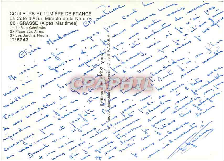 CPM Grasse Alpes Maritimes Vue generale Place aux Aires  — Rückseite