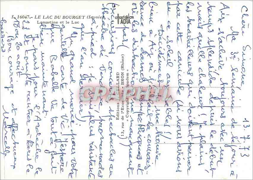 CPM Le Lac du Bourget Savoie Lamartine et le Lac  — Rückseite