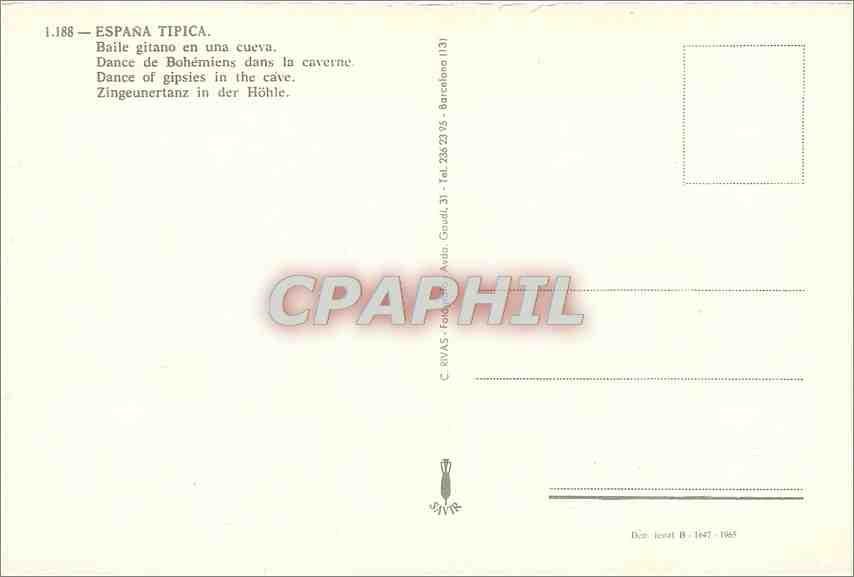 CPM Espana Tipica Dans de Bohemiens dans la caverne  — Back