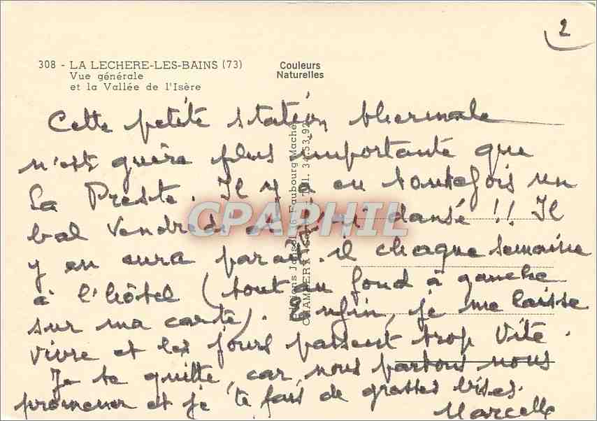 CPM La Lechere les Bains Vue generale et la Vallee de l'Isere  — Rückseite