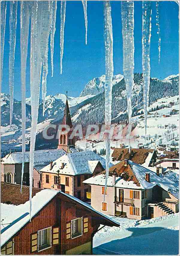 Châtel (Haute-Savoie) — vue du village sous la neige avec igloïs — édition Alpcolor