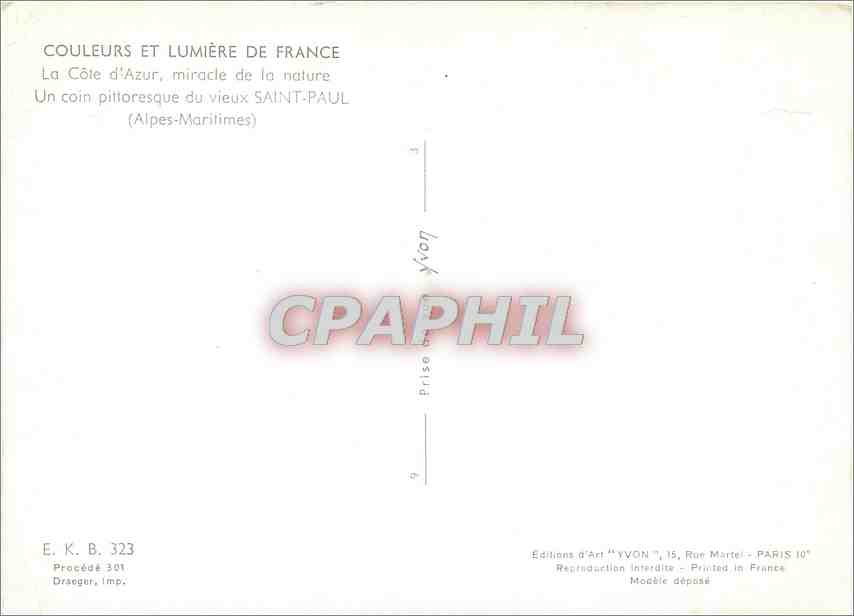 CPM La Cote d'Azur miracle de la nature Un coin pittoresque du vieux Saint Paul Alpes Maritimes  — Verso