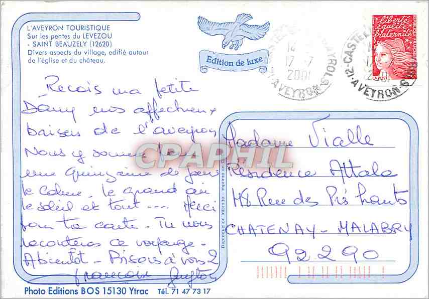 CPM Sur les pentes du Levezou Saint Beauzely Divers aspects du village  — Rückseite