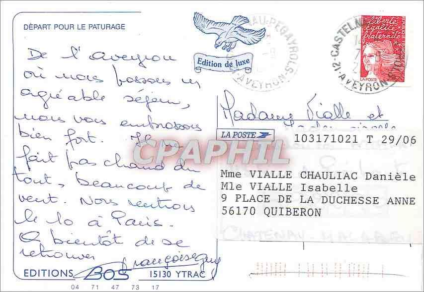 CPM Depart pour le Paturage  — Rückseite