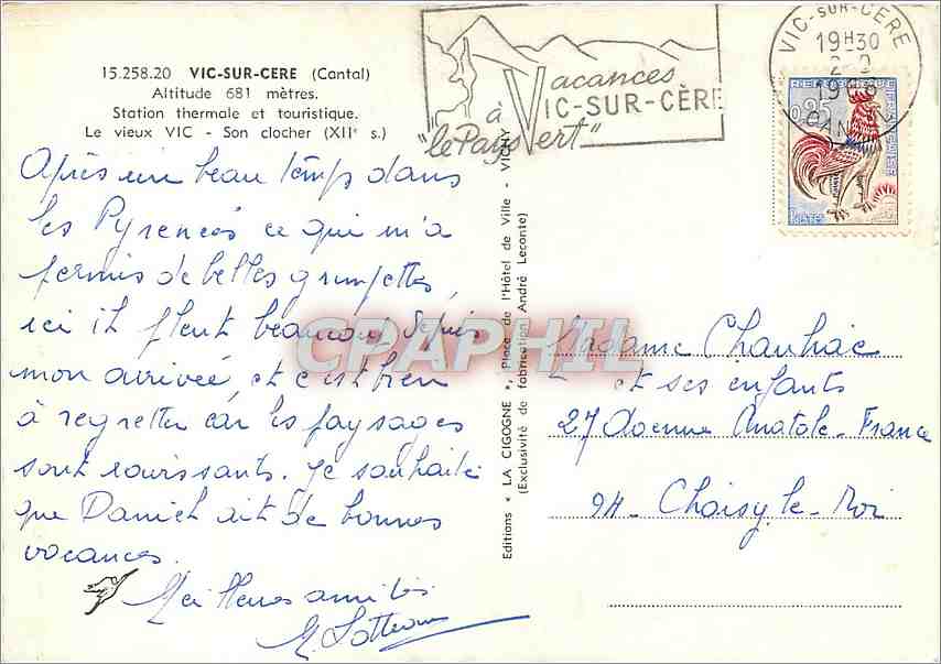 CPM Vic sur Cere Cantal Station thermale et touristique  — Rückseite