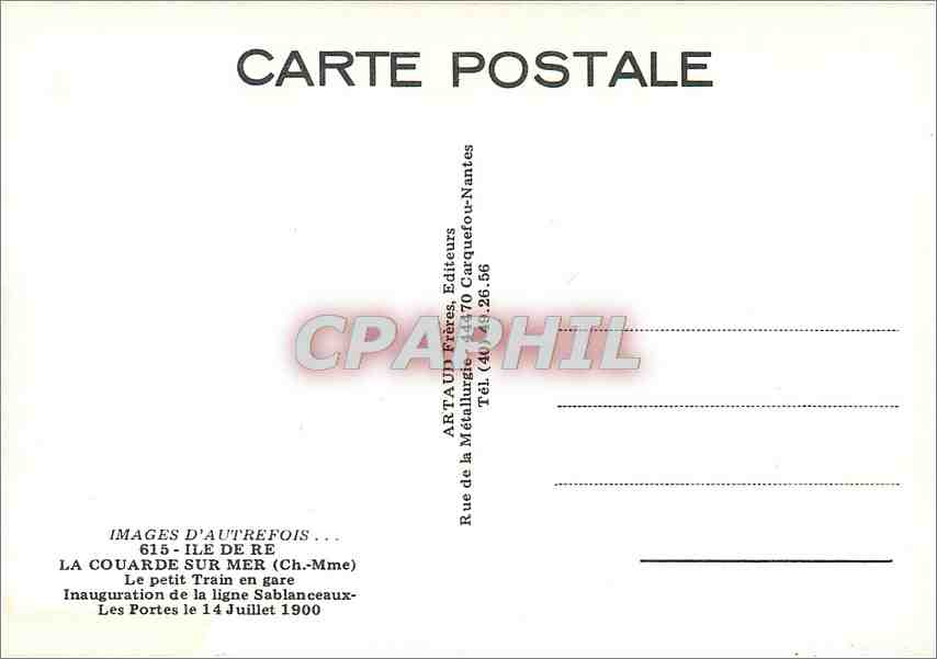 CPM Ile de Re Gare de La Couarde  — Verso