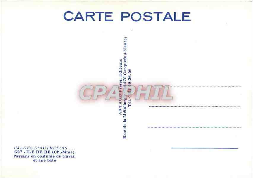CPM Ile de Re Famille Rhetaise partant aux Champs  — Verso