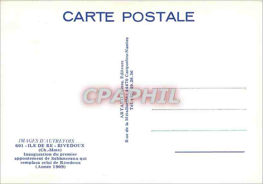 CPM Ile de Re Sablanceaux Corte revenant de l'Inauguration de l'Appontement  — Verso