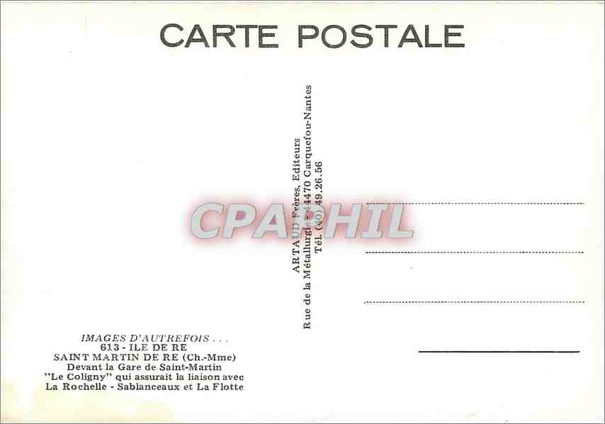 CPM Ile de Re Le Coligny a Quai St Martin de Re  — Verso
