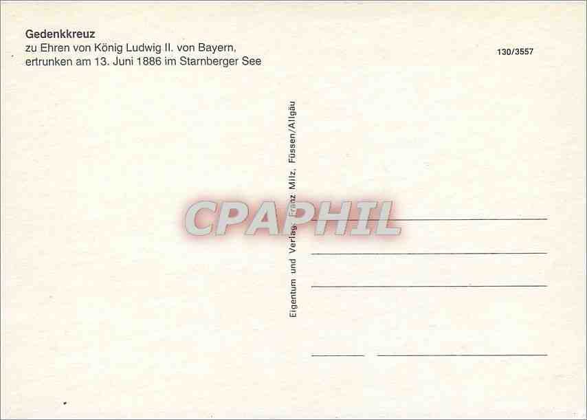CPM Gedenkkreuz zu Ehren von Konig Ludwig II von Bayern  — Back