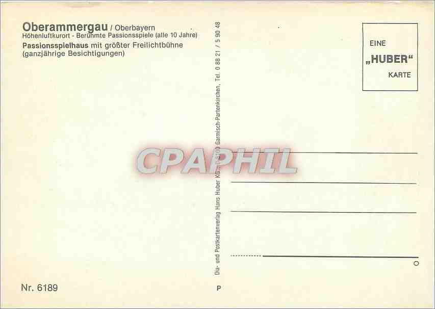 CPM Oberammergau Oberbayern Hohenluftkurort  — Rückseite