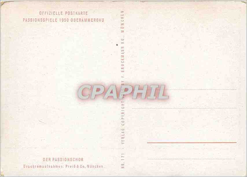 CPM Offizielle Postkarte Passionsspiele 1950 Oberammergau  — Rückseite