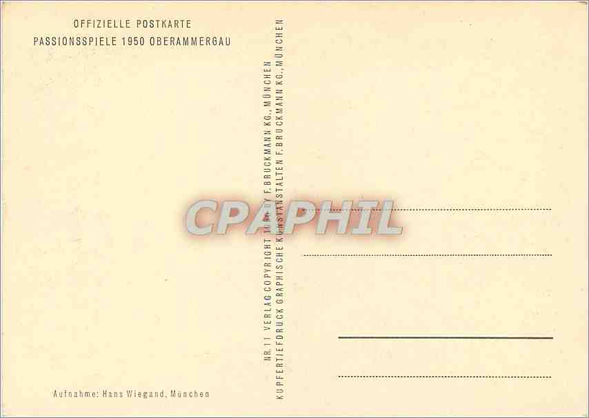 CPM Offizielle Postkarte Passionsspiele 1950 Oberammergau  — Rückseite