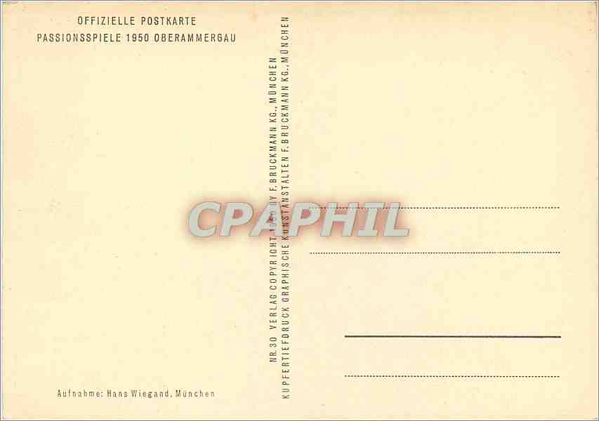 CPM Offizielle Postkarte Passionsspiele 1950 Oberammergau  — Rückseite