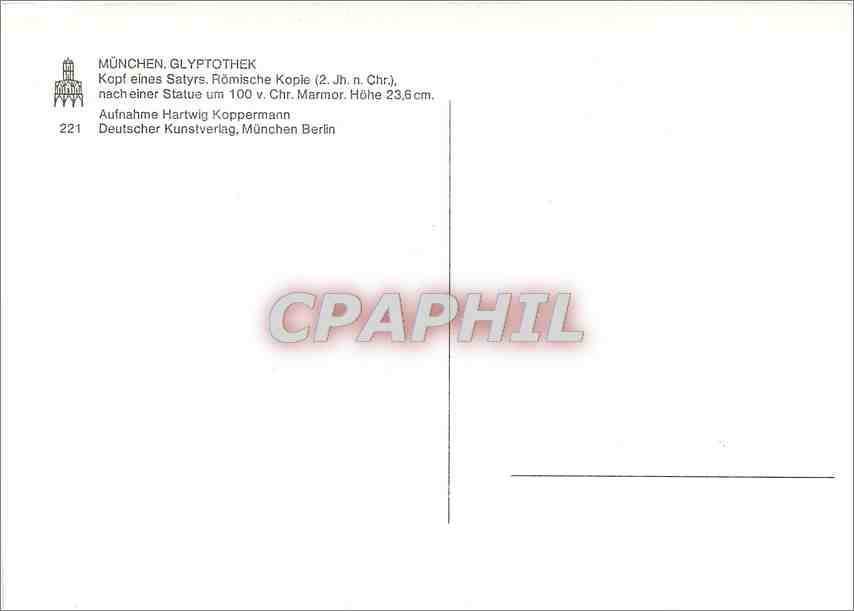 CPM Munchen Glyptothek Kopf eines Satyrs Romische Kople  — Rückseite