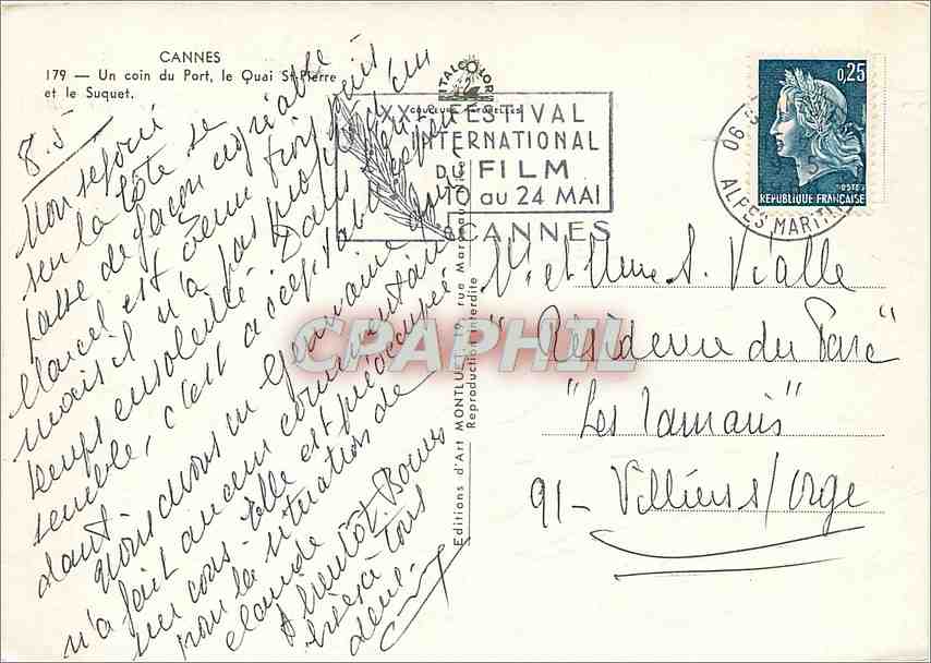 CPM Cannes Un coin du Port le Quai St Pierre et le Suquet Bateaux — Verso