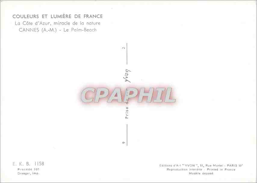 CPM La Cote d'Azur miracle de la nature Cannes AM Le Palm Beach  — Rückseite