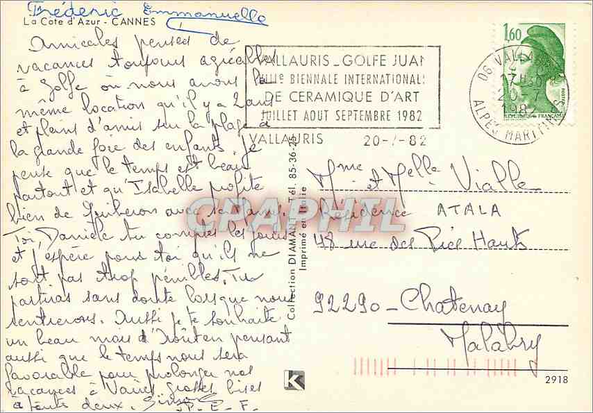 CPM La Cote d'Azur Cannes  — Rückseite