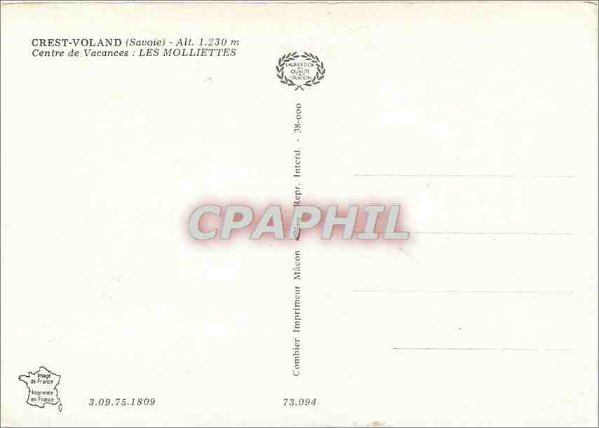 CPM Crest Voland Savoie Centre de Vacances Les Molliettes  — Back