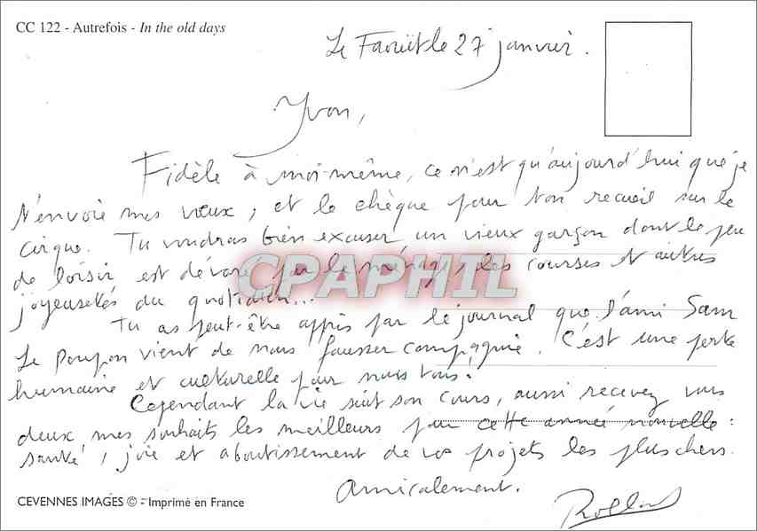 CPM Service de la Poste par Voiture a Chien Briare Loiret — Rückseite